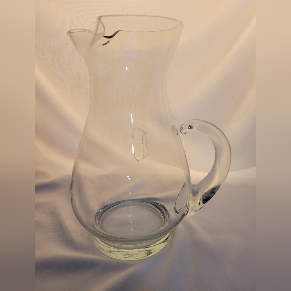 Princess House Pitcher Clear Glass Heritage with Etched "C"
